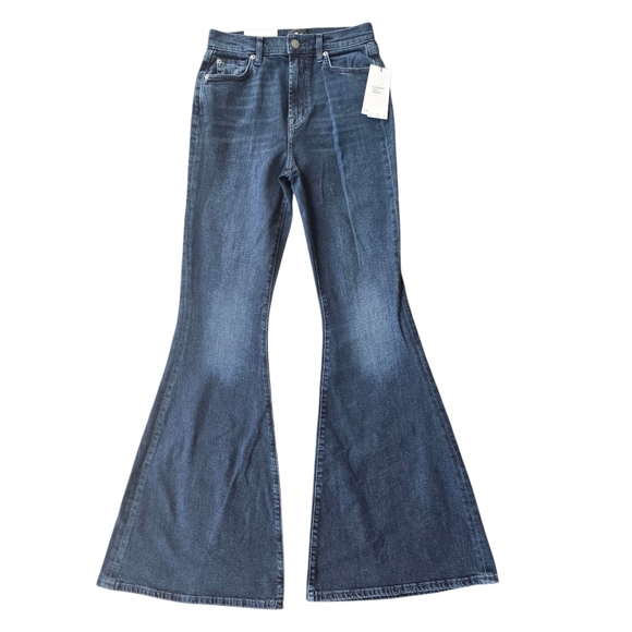 7 For All Mankind Dark Blue Mega Flare Jeans Size 27 NWT - Picture 1 of 8